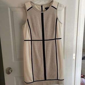 Ann Taylor Cream and Black Sheath Dress Size 8